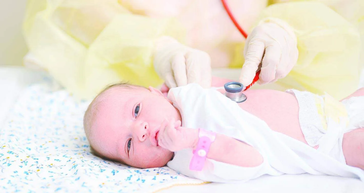 Newborn baby in the hospital nursery